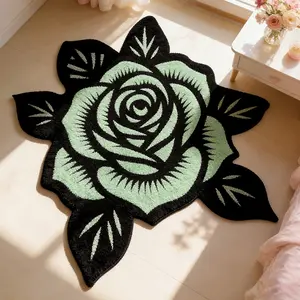 Creative Rose Pattern Carpet, Foldable Plush Rug for Living Room Bedroom, Fashionable Minimalist Design, Easy to Clean, Large Area Mat
