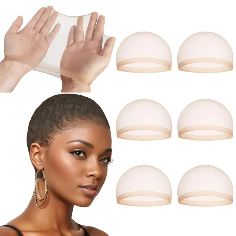 2-Piece Lace Front Wig Caps, Invisible Soft Ultra-Premium Nylon Caps with Transparent Dark Brown Skinlike Finish, Breathable, High-Elastic Stretch Moves with You, All Weather, Natural Looking, Matches All Skin Tones (Wig Tools & Accessories)