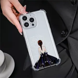 Clear Phone Case for iPhone 17 16 15 14 13 12 11 Pro Max 17air 14 15 16 Plus, Four-Corner Airbag Anti-Drop Protective Transparent Soft Phone Cases Rosebud, Vintage Elegance, Ribbon Bow