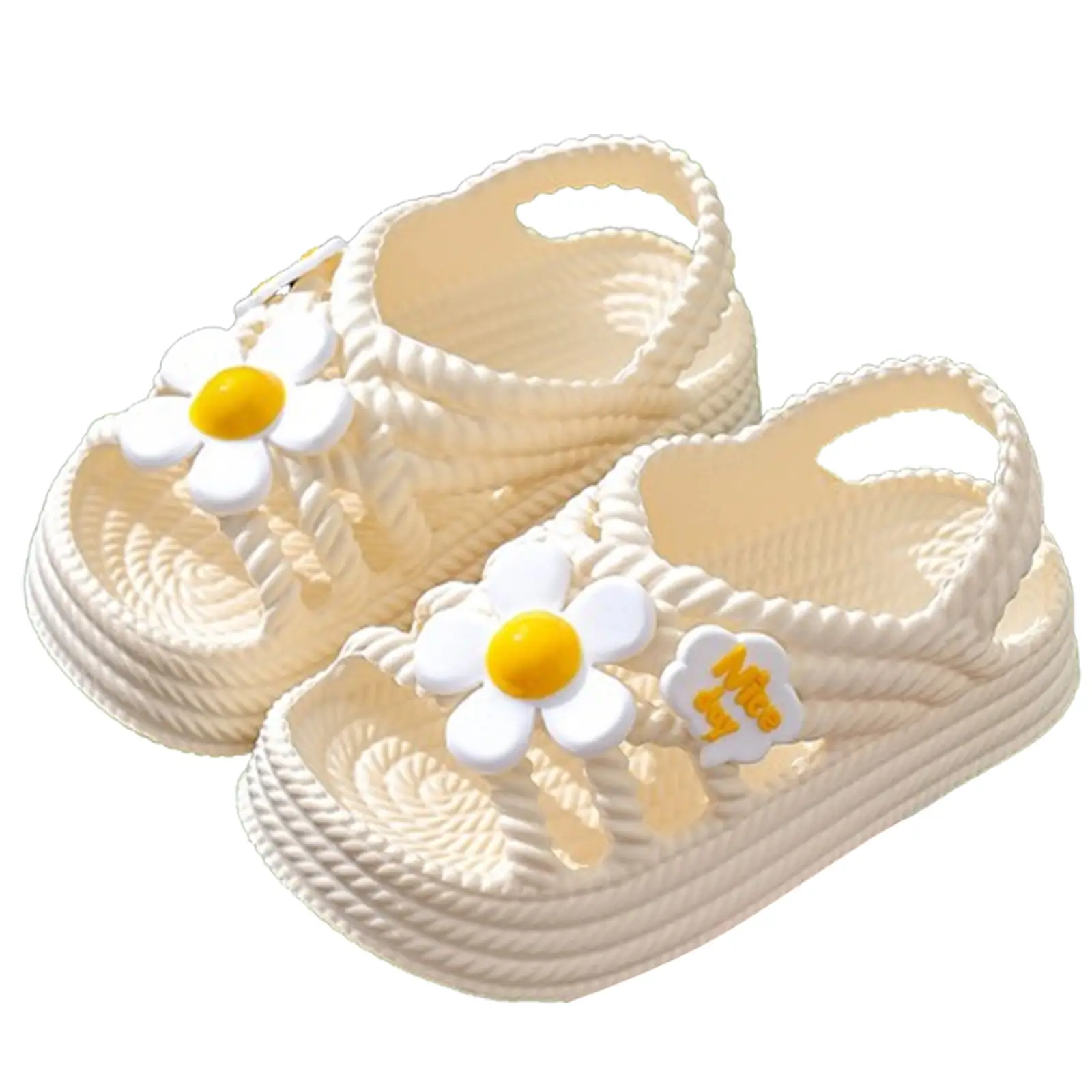 Little Kids Girl Summer EVA Sandals Anti-slip Soft Sole Flower Shoes for Outdoor, School, Party