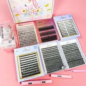 Total 1480 pcs clusters eyelashes Individual False Eyelashes Kit, 1 Set Natural Look Self Grafting Curl Eyelashes, 6 different style total  Eye Makeup Enhancement False Eyelashes for Women and Girls