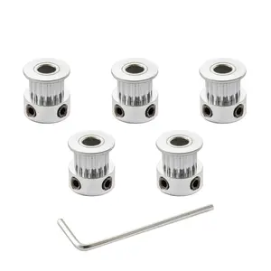 GT2 Timing Pulleys 16 Teeth 5mm Bore 6mm Width for 3D Printer 2mm Pitch Aluminum Timing Belt Pulley Wheel with Allen Wrench (Pack of 5Pcs)