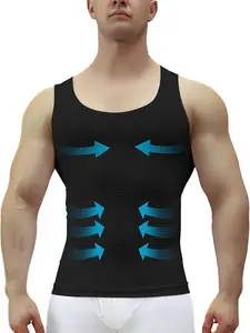 1 Count Men Shaping Vest Gynecomastia Compression Shirts, Boy Vests, Tummy Control Shapewear Tops, Men's Comfortable Soft Corset, Men Plain Round Neck Tank Top, Menswear & Underwear, Moobs Undershirt Body Shaper Sport Vest For Workout Training