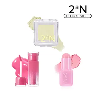 2aN | Pocket Cotton Blurring Stick, Pure Glass Powder Highlighter & Glaze Bouncing Lip Tint – All-in-One Glow Makeup Set