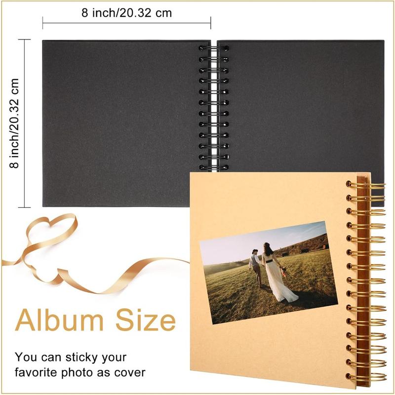Scrapbook Album 40 Pages (8 x 8 &10 x 10Inch) Brown & Black Thick 250gsm Kraft Paper, Photo Album Scrapbook, Memory Book - Ideal for Your Scrapbooking Albums Art & Craft Projects