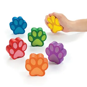 3" Brightly Colored Paw Print-Shaped Foam Stress Toys - 6 Pc.