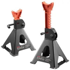 fathersdaygift VEVOR Jack Stands, 3 Ton (6, 600 lbs) Capacity, 10.8-16.3 in Adjustable Height, Heavy Duty Steel Jack Auto Stands with Locking, for Lifting SUV, Pickup, Car and UTV/ATV, 1 Pair, Black and Orange