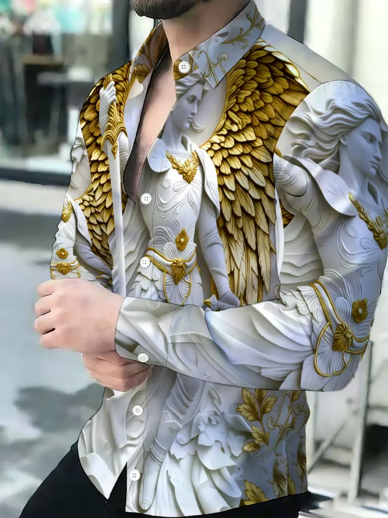 Mens Gold Dress Shirt Wang Mens Gold Paisley Dress Shirt Silk Party Casual Long Sleeve Shirt, Mens Gold Dress Shirt Wang Mens Gold Paisley Dress Shirt Silk Party Casual Long Sleeve Shirt,