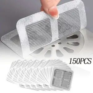 150Pcs Disposable Hair Drain Stickers, Disposable Shower Drain Cover Hair Catcher Shower Drain Mesh Stickers, Sewer Filter Screen, Bathroom, Laundry, Bathtub, Kitchen, Sink