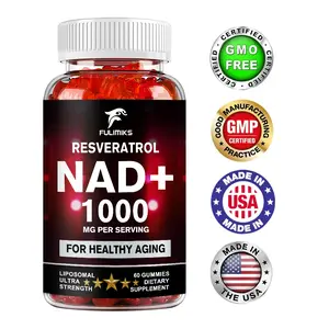 Fulimiks NAD+ Gummies, 1000mg Liposomal NAD Supplement for Women & Men with Trans-Resveratrol, Anti-Aging Supplement, Brain & Cellular Mitochondrial Health Vegan Gluten Free - 60 Gummies