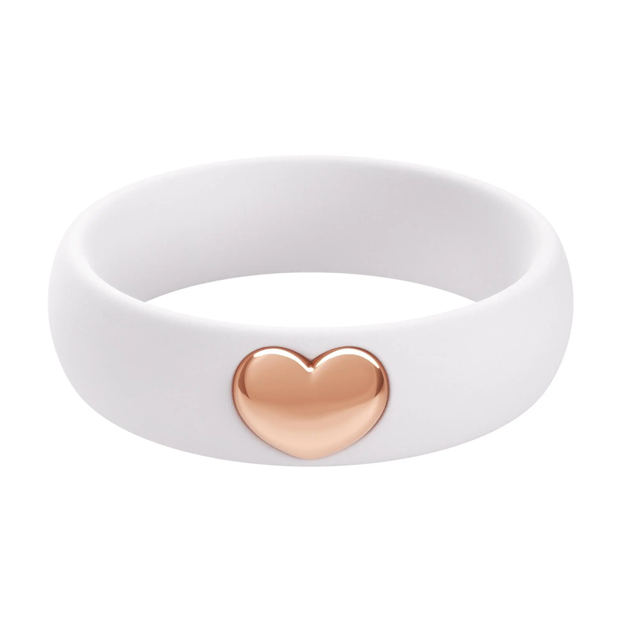ThunderFit Silicone Rings for Women, Silicone Wedding Band with Heart, 5.5 mm Wide, 2mm Thick Rubber Engagement Rings