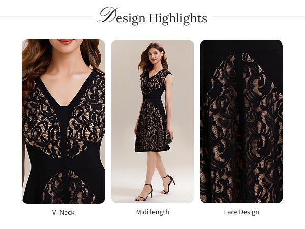 Ever-Pretty 2026 Trends Floral Lace Fit See-Through Sleeveless V-Neck Elegant Wedding Guest Dress, Cocktail Wear 02643