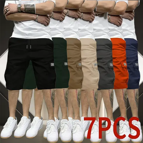 Men’s Plain Cargo Shorts Set - Durable Rip-Resistant Breathable Fabric, Adjustable Waistband, 4 Multifunctional Pockets, Athletic Activewear - Summer Casual Fit for Hiking, Jobsite Work
