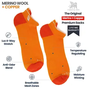 Orange Kingfisher | Copper + Merino Wool Socks for Fresher Feet