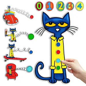 15Pcs 'Pete the Cat and His Four Groovy Buttons' Felt Story Set, Interactive Educational Mathematics & Counting Props for Kids, Ages 3+