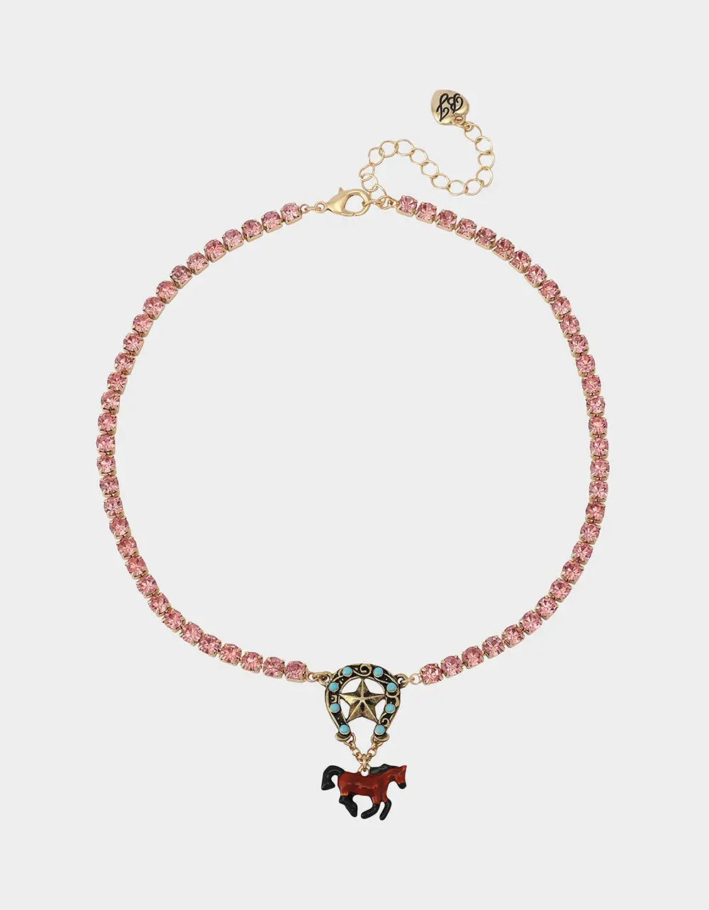 HORSE SHORT PENDANT NECKLACE BROWN