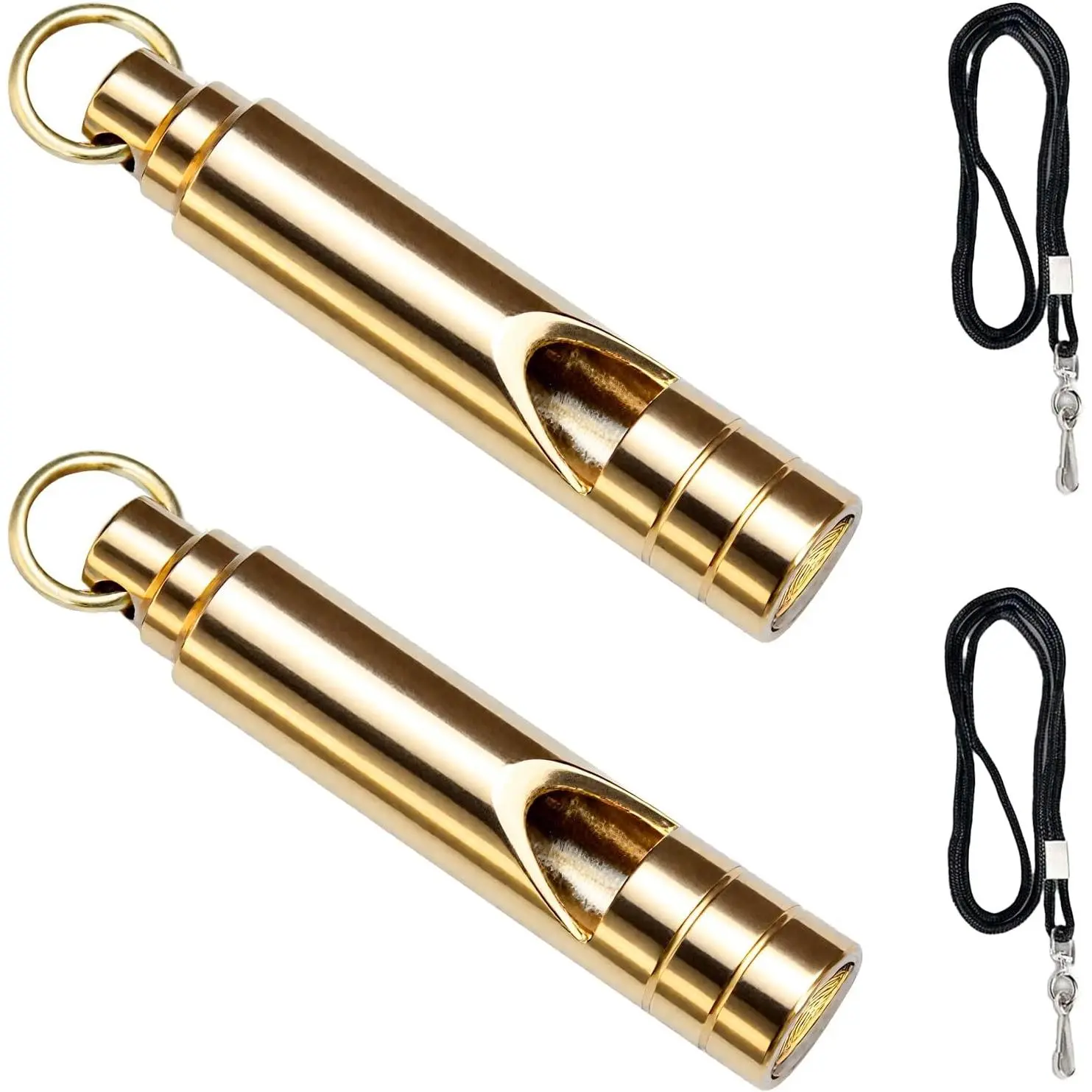 2 count Brass  Whistles, 125dB Loud  Whistle, Safety Whistle with Lanyard for Adults Hiking, Camping, Outdoor, Pet  and Coaching