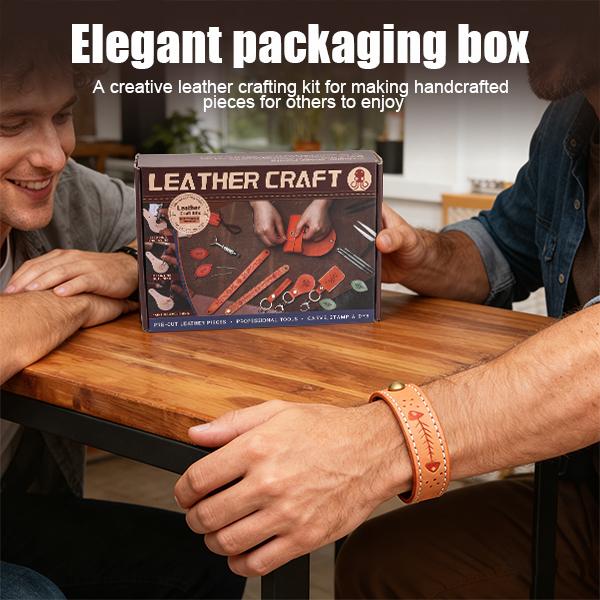 Handmade Leather Crafting Tool Set with Embossing Tools, Complete Supplies, and Step-by-Step Video Tutorials. A Beginner-Friendly Kit That Makes the Perfect Gift for DIY Enthusiasts and Leather Crafters.