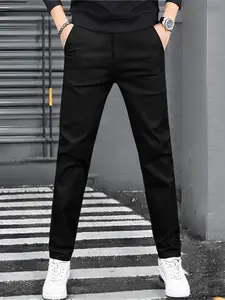 Men's Solid Color Casual Suit Pants, Breathable Soft Fabric, Slant Pocket Design, Perfect for Daily Wear, All Seasons, Casual Travel Slacks, Casual Fit Trousers, Casual Plain Trousers