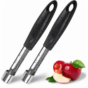 2PCS Apple Cupcake Corer, Fruit Vegetable Core Remover, Profession Healthy Stainless Steel Apple Remover Household Kitchen Tool for Fuji, Pears, Bell Peppers - Black