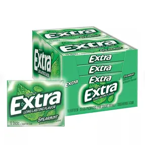 Spearmint Extra Sugar Free Chewing Gum Bulk Pack 15 pcs., 10 Pack Snack Bubblegum Natural Artificial Chewy