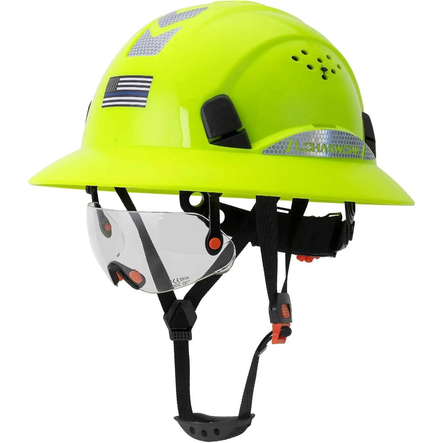 Lime Full Brim Hard Hat with Clear Visor