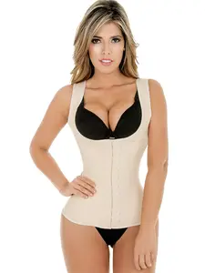 Fiorella Shapewear Full Latex Vest 202N2 - Beige Classic Style Cincher with Thick Straps & Reinforced Seams for Enhanced Contouring and Support