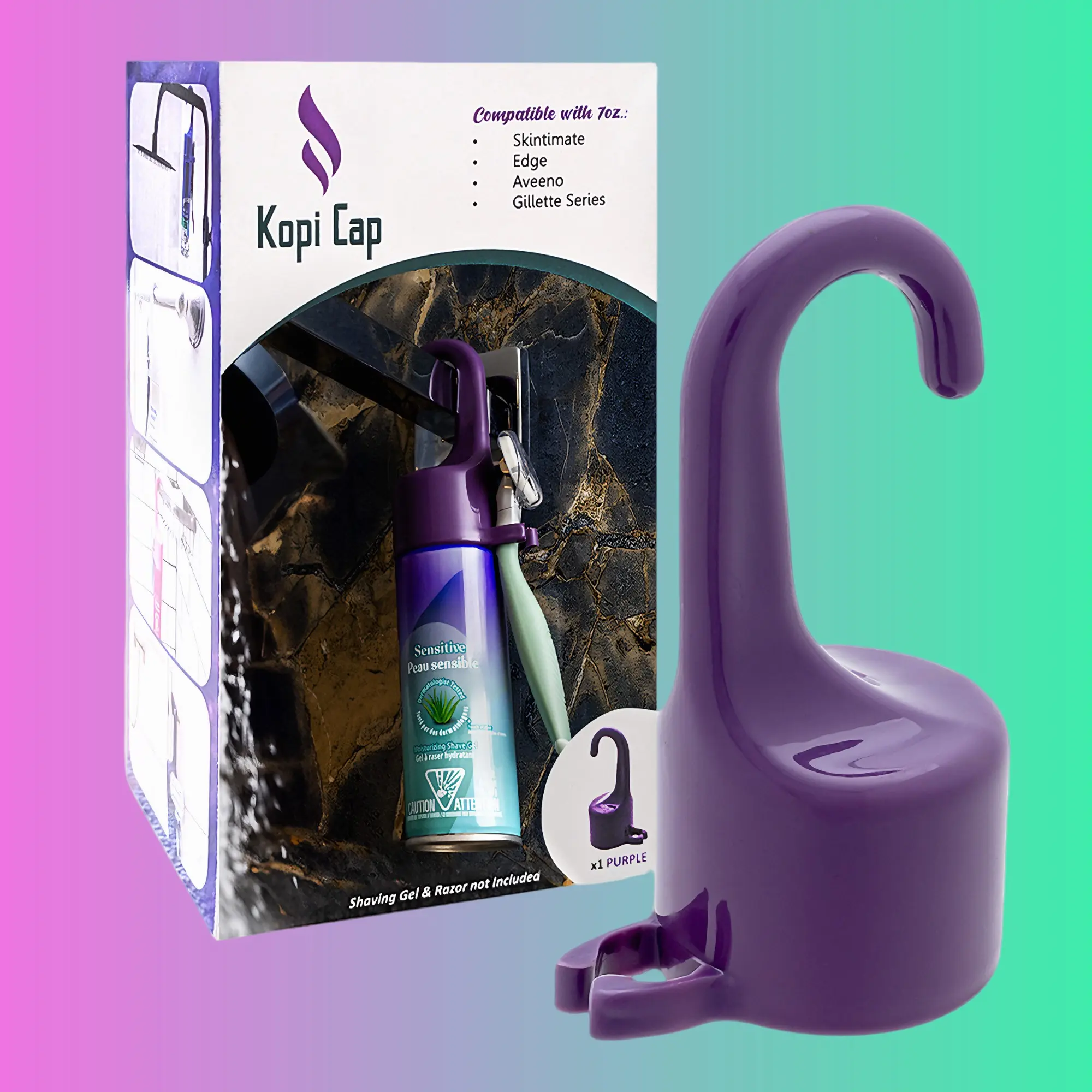 Kopi Cap, The Original, Reusable, Hanging Shaving Gel Can Accessory Cap with Razor Holder for Women and Men | A Must Have for Storage, Travel, and Rust-Ring Prevention | Convenient and Easy-to-Use by Kopi Cap LLC