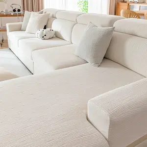 Solid Color Sofa Cover, 1 Count Non-slip Sofa Slipcover, Dustproof Sofa Protector, Sofa Protective Cover for Home Living Room, Soft Sofa Protector
