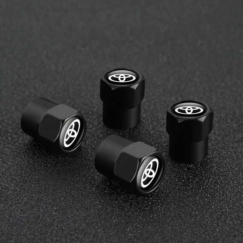 4pcs Metal Alloy Car Wheel Tire Valve Caps, Dustproof Stem Cover for Toyota Camry Chr Corolla Rav4 Yaris Prius Hybrid Prado Fortuner Hilux Auris, Car Accessories
