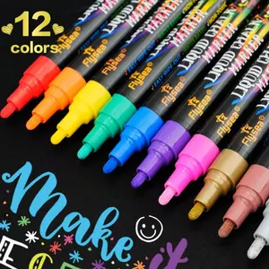 8 Color/12 Color Liquid Chalk Markers, Erasable & Washable, Multi-Surface Art Pens, Durable Graffiti Ink, Ideal for Wood Glass Surface Writing