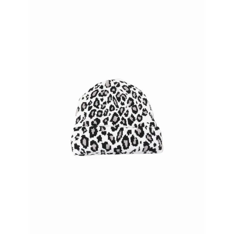 Leopard Print Knit Beanie, Casual Warm Knitted Cap for Men and Women, Stylish Fall Winter Accessory, Printed, One Size