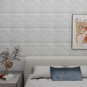 50pcs 3mm Thick 35x35cm Xpe Material 3D Wall Stickers, Self-Adhesive Wall Panels, Living Room Decor, Bed Head Impact Protection Pads