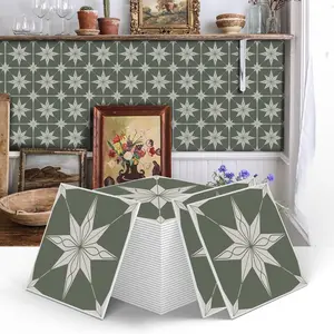 (12pcs/24pcs) Portuguese Art Peel & Stick Splash Guard Tile Stickers, 15cmx15cm PVC Wall Decals for Kitchen Bathroom Living Room TV Backdrop Decor