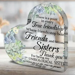 "Forever Blooming Friendship" Acrylic Heart Ornament – Sunflower & Rose Design – Meaningful Gift for Best Friends, Sisters & Loved Ones – Perfect for Birthdays,