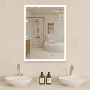 Lighted Medicine Cabinet With Magnifying Mirror, 24x32 Inch, Recessed Wall Mount, LED Illumination, Anti-Fog Mirror, Frameless Design, Adjustable Shelves, Humidity Resistant Construction, Waterproof Bathroom Vanity Storage Cabinet