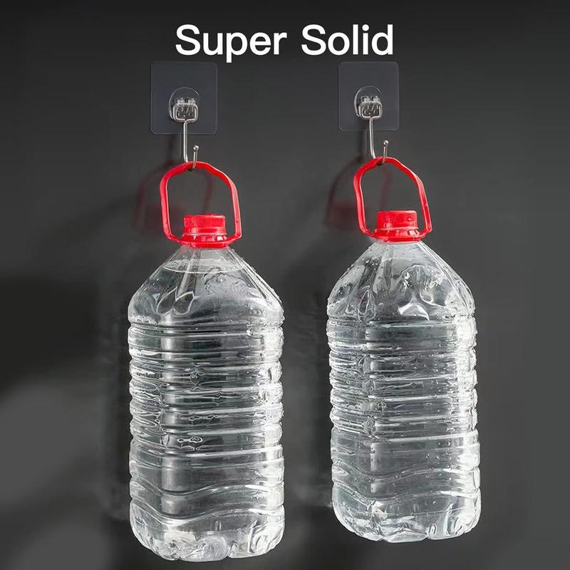 Large Heavy-Duty Adhesive Wall Hooks 44Ib Max 20 Packs Traceless Clear Removable Waterproof Rustproof for Kitchen Bathroom Home Organizer