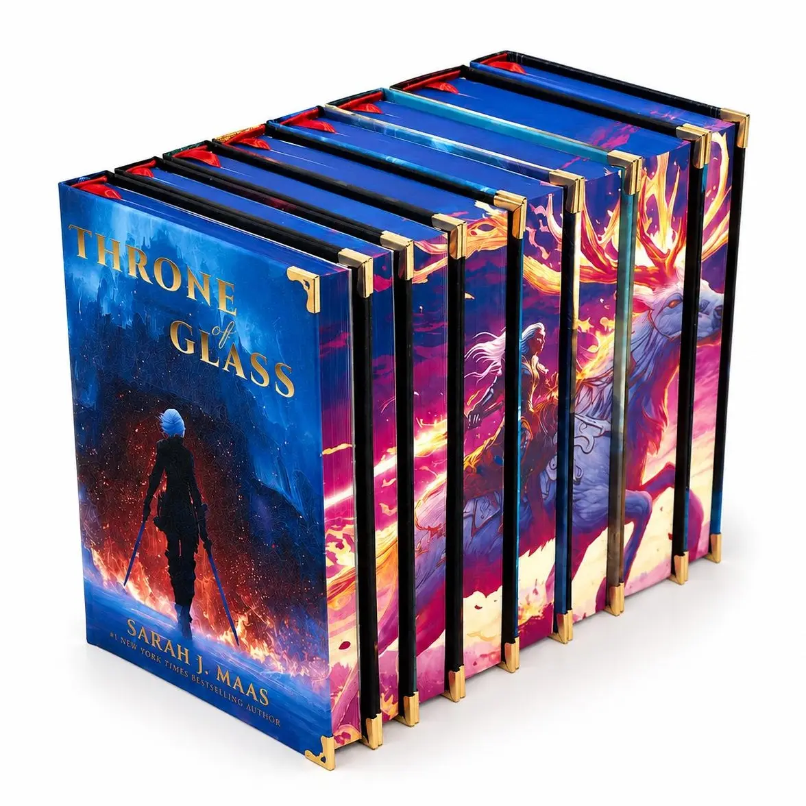 Throne Of Glass Series 8-Book Hardcover Set | Special Edition Books with Printed Sprayed Edges, Epic Fantasy Saga Bookshelf Collection