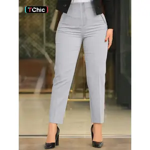 Women’s Plain Pocket Capri Pants, Elegant Comfortable Trousers for Work, Office, and Business, Ladies’ Bottoms for All Seasons