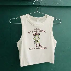 Y'all Mind If I Do Some Lollygagging Crop Tank, Funny Frog Graphic Crop Tank, Cute Funny Frog Tee, Frog Lovers Tee, Retro Women Clothing