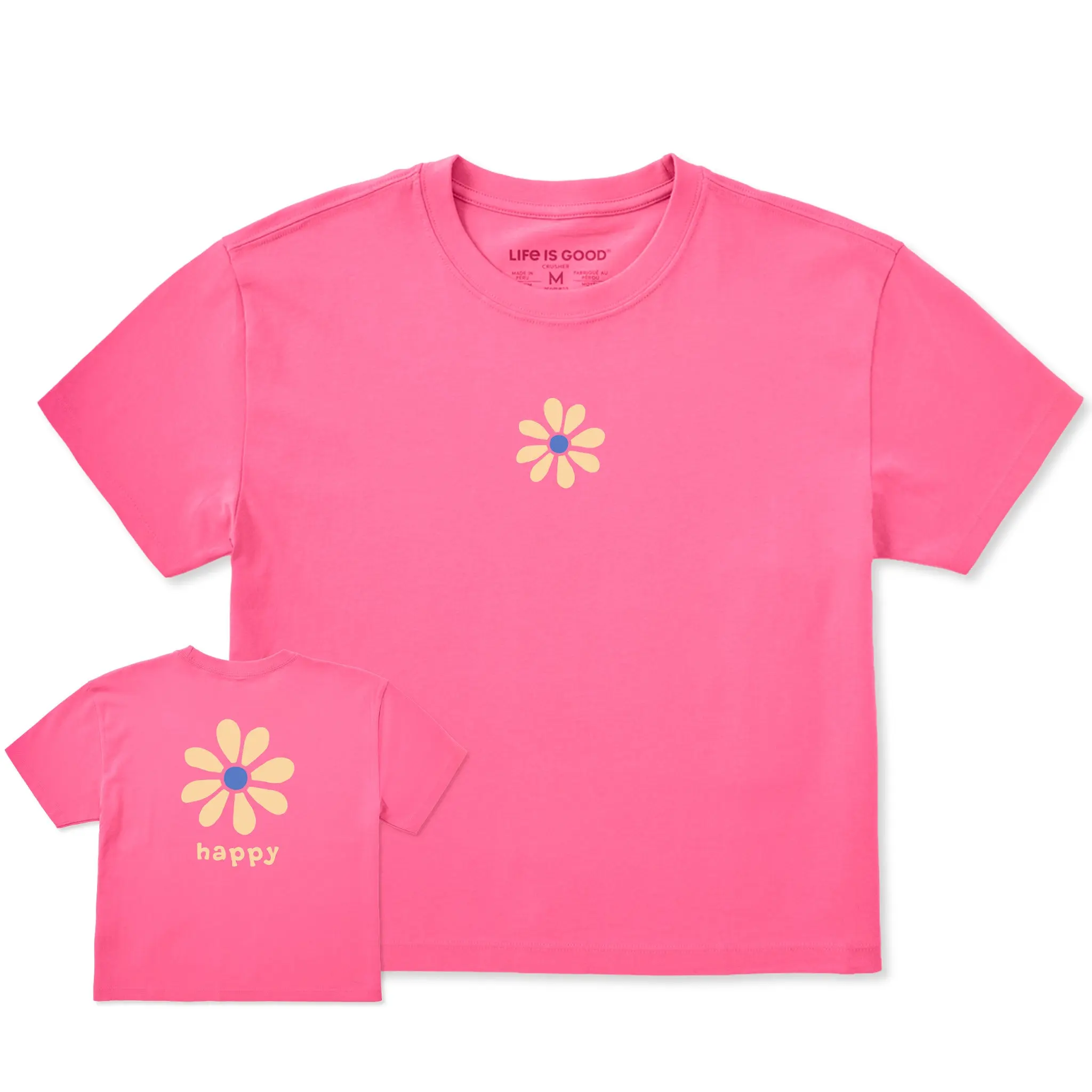 Women's Fresh Daisy Happy Short Sleeve Crusher Boxy Tee