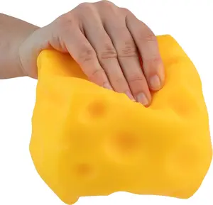 Easy Sqweezy Super Cheesy - Squeeze This Big, Fun, Squishy, Slow Rising, Extra Soft Giant Block of Cheese for Stress Relief - Original Sensory / Fidget Novelty Toy and Gift for Kids and Adults