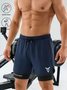 Men's Sporty Loose-Fit Shorts, High Elasticity Quick-Dry Fabric, Anti-Exposure Fitness Running Shorts, Solid Pattern, Comfortable & Durable