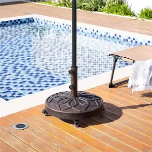 Costoffs 20'' Rolling Patio Umbrella Base, Self-Weight Round Market Stand, All-Weather Finish for Patio & Deck