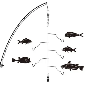 Random Color Anti-tangled Strong Fishing Hook Fishing Wire Set, Stainless Steel Leader Fishing Hook, Fishing String Rig with 5 Hooks, Anti Winding String Hook, Fishing Accessories