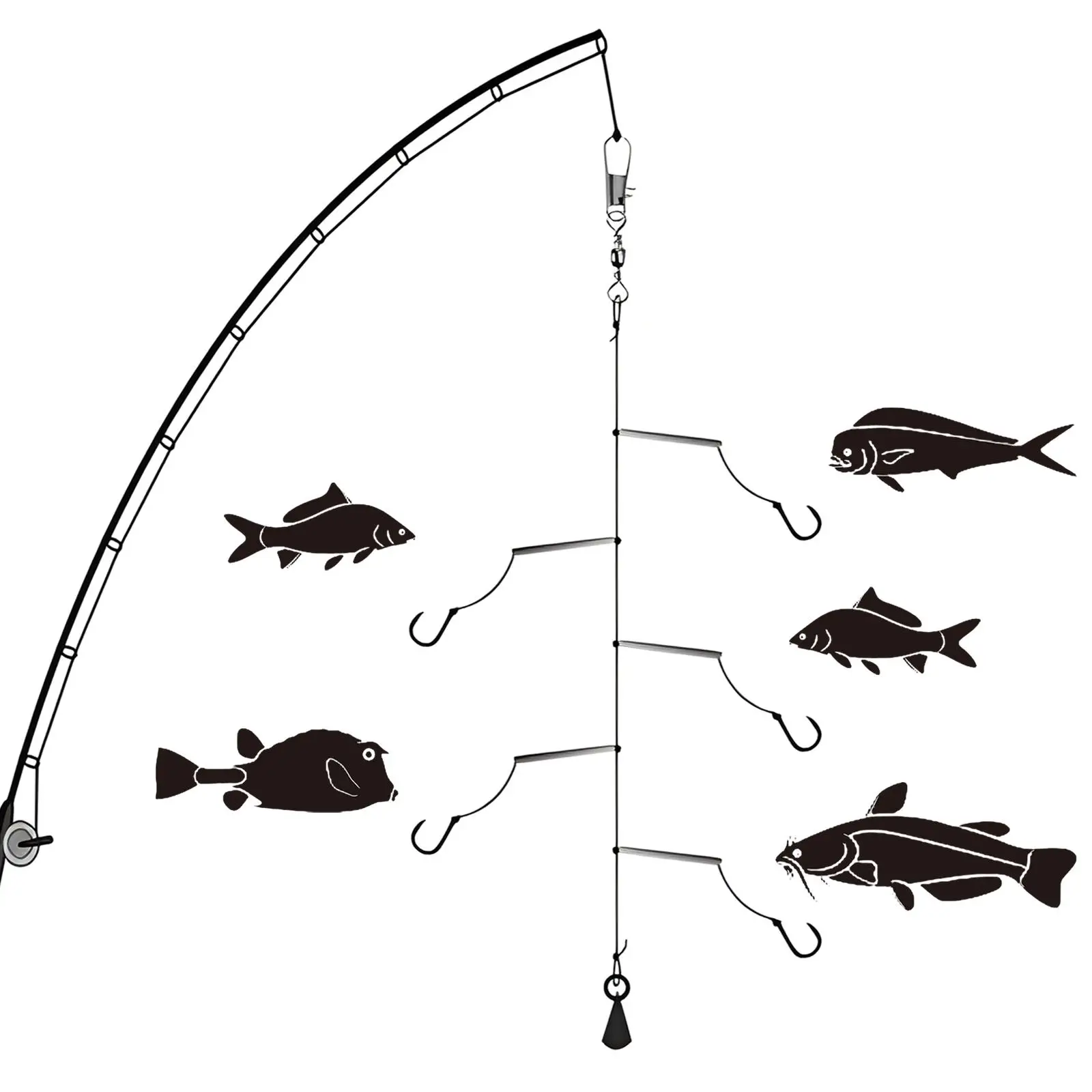 Random Color Anti-tangled Strong Fishing Hook Fishing Wire Set, Stainless Steel Leader Fishing Hook, Fishing String Rig with 5 Hooks, Anti Winding Str