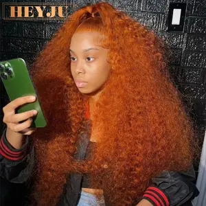 Orange Ginger Lace Front Wig Curly Human Hair Wigs For Women 30Inch Deep Wave Frontal Wig 13x4 13x6 HD Lace Front Human Hair Wig wavy