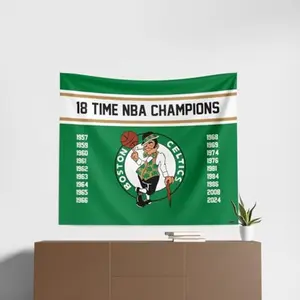 Nba Boston Celtics Banner, Flat Wall Hanging Rug, Tapestry Room Decor, No Power Required, Perfect for Sports Fans & Decor, Durable Material Design