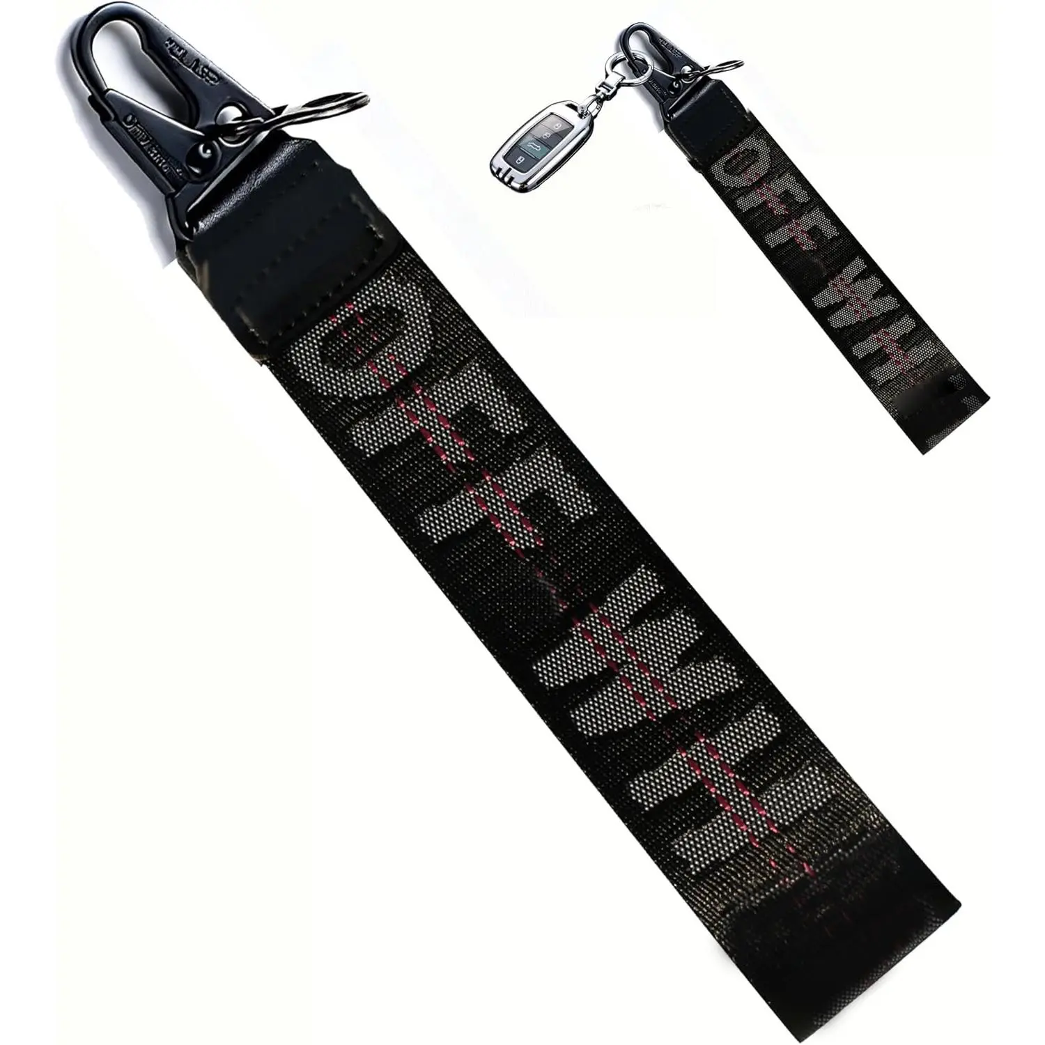Car Keychain, Fabric Keychain Wrist Lanyard, Key Ring for Cars Keys Wallets Jeans Decoration, Car Accessories (Black)