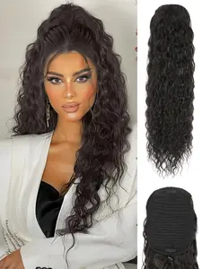 Ponytail Extension 24 Inch Drawstring Ponytail Hair Extensions for Women Long Deep Wavy Pony Tail Natural Synthetic Hairpiece for Women Daily Use party Synthetic Ponytail Hairpieces